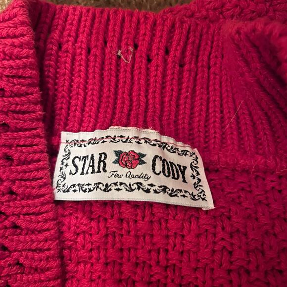 Vintage Star Cody Red Chunky Knit V Neck Sweater Size Medium - Picture 3 of 3